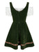 Robe fleurie à épaules dénudées et manches bouffantes années 1950
