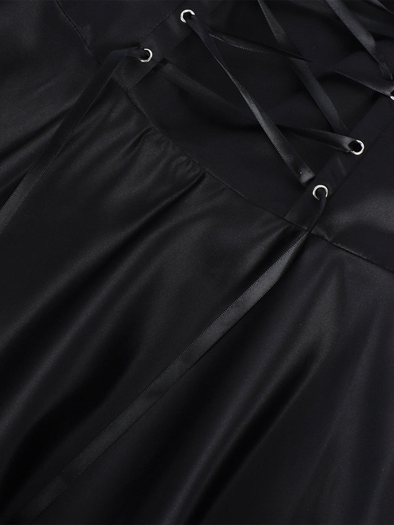 Robe longue noire médiévale à capuche pour cosplay de sorcière années 1970