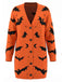 Long gilet d'Halloween motif chauve-souris et lune années 70