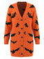 Long gilet d'Halloween motif chauve-souris et lune années 70