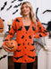 Cardigan long d’Halloween à imprimé chauve-souris et lune années 1970