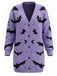 Cardigan long d’Halloween à imprimé chauve-souris et lune années 1970