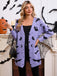 Cardigan long d’Halloween à imprimé chauve-souris et lune années 1970