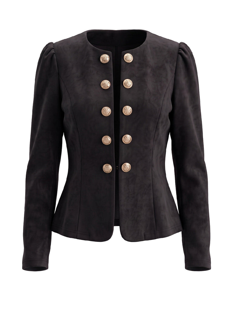 Blazer en daim croisé à manches longues années 1980