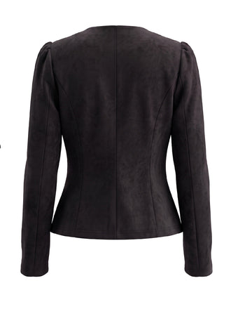 Blazer en daim croisé à manches longues années 1980