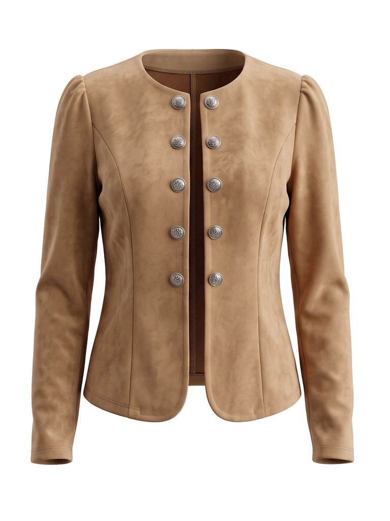 Blazer en daim croisé à manches longues années 1980