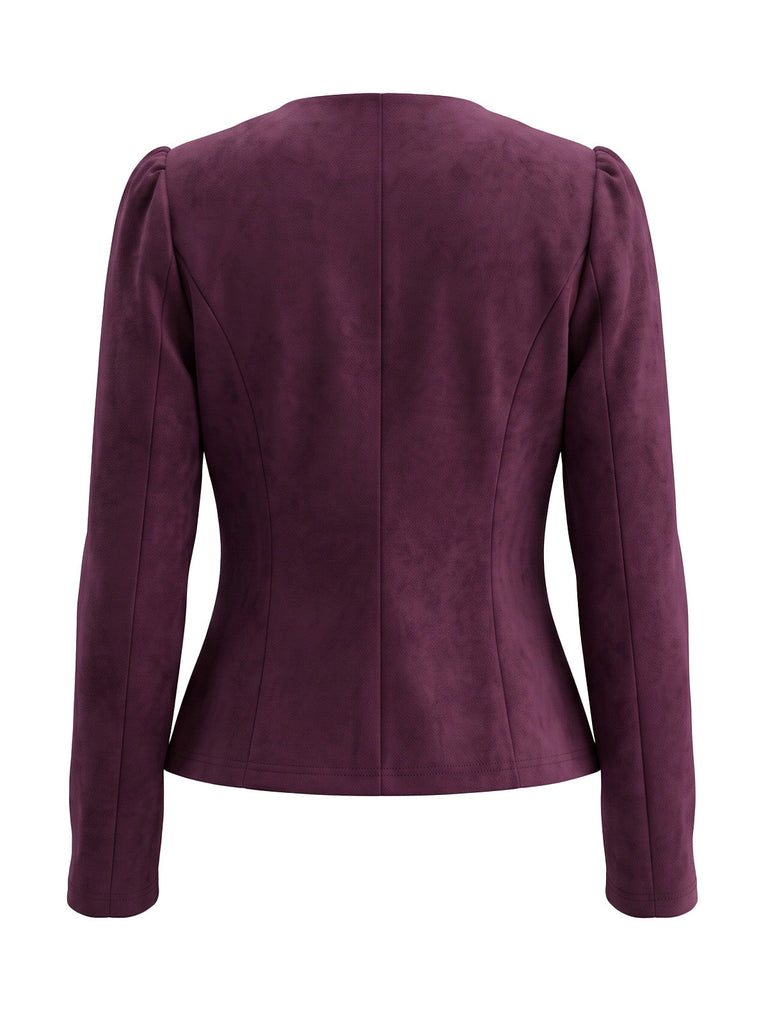 Blazer en daim croisé à manches longues années 1980