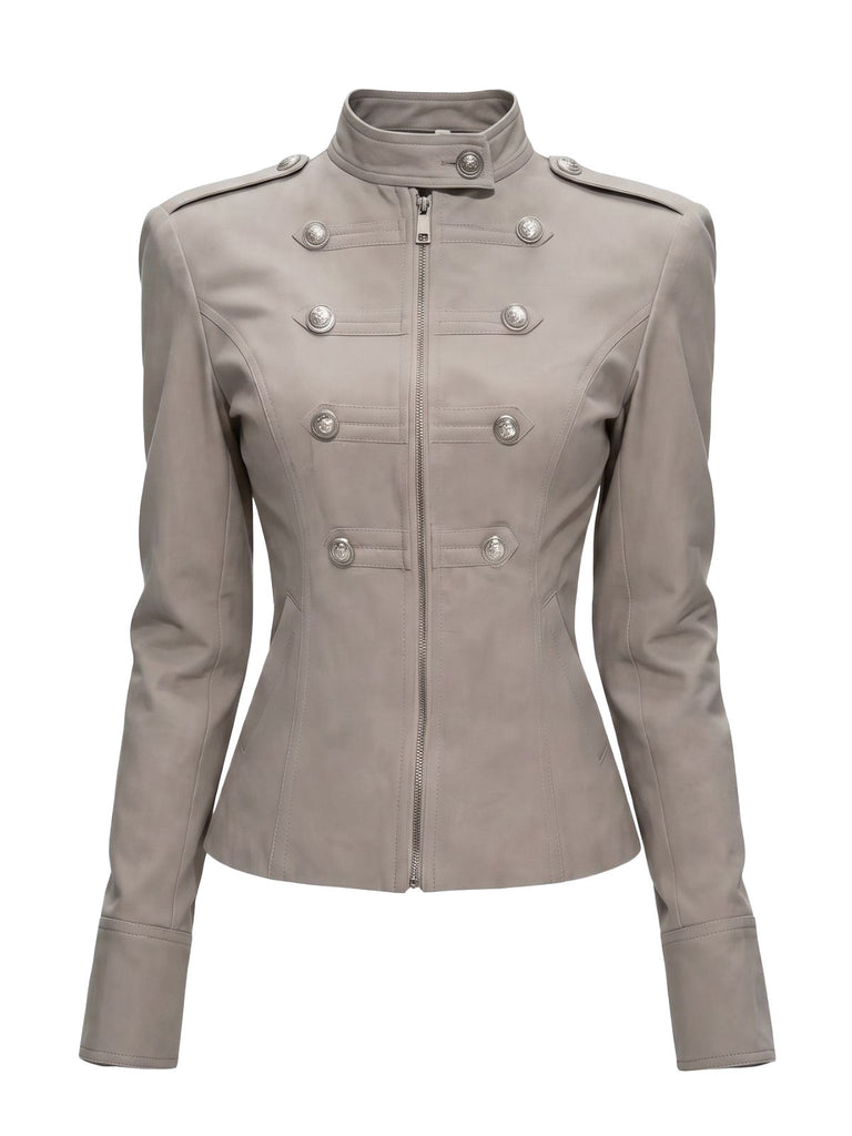 Veste militaire à col montant et double boutonnage Années 1950