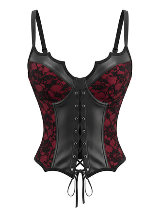 Top corset gothique à fleurs, dentelle et manches chauve-souris années 1970