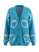 Cardigan d’Halloween en maille boutonnée à motif fantômes années 1970