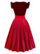 2PCS Robe Rouge Col Carré Polka Dots et Tablier Années 1950