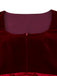 2PCS Robe Rouge Col Carré et Tablier à Pois Années 1950