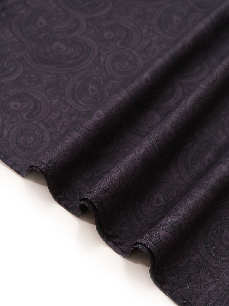 2PCS Robe Noir Léopard Col Carré Sans Manches avec Tablier Années 1950