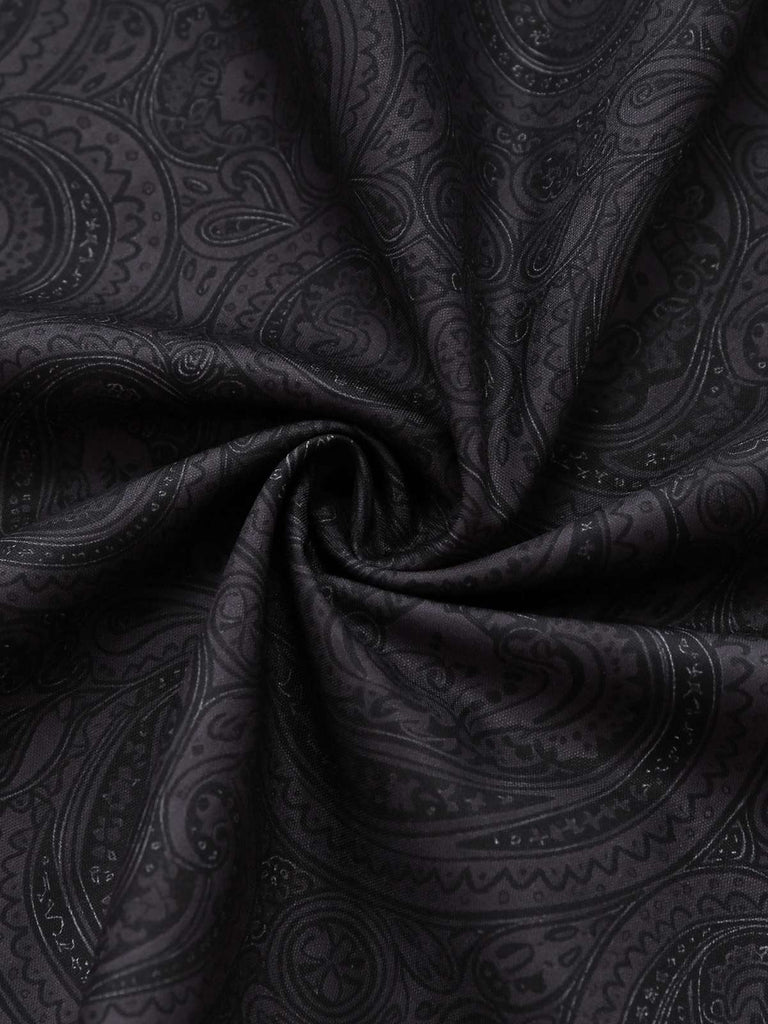 2PCS Robe Noir Léopard Col Carré Sans Manches avec Tablier Années 1950