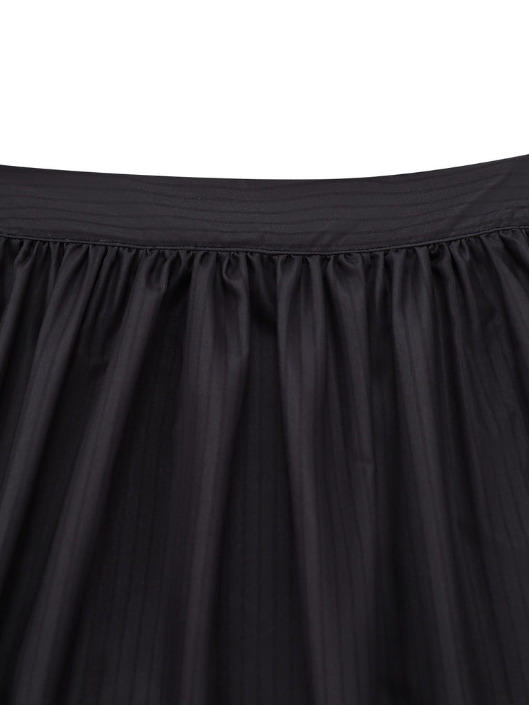 2PCS Robe Noir Léopard Col Carré Sans Manches avec Tablier Années 1950