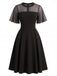 Robe Transparent Filet Manches Papillon Évasé Années 1950