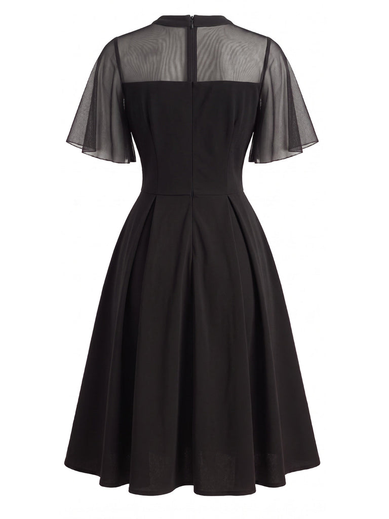 Robe Transparent Filet Manches Papillon Évasé Années 1950