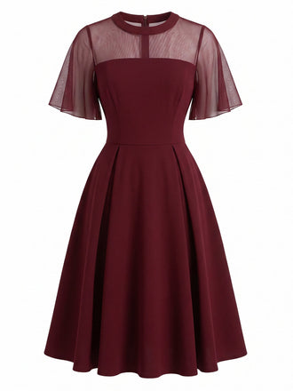 Robe Transparent Filet Manches Papillon Évasé Années 1950