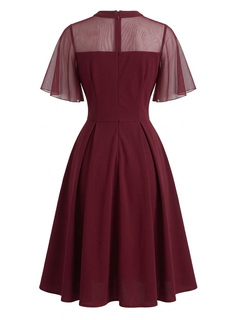 Robe Transparent Filet Manches Papillon Évasé Années 1950