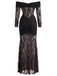 Robe Dentelle Épaules Dénudées Drapé Maxi Années 1930