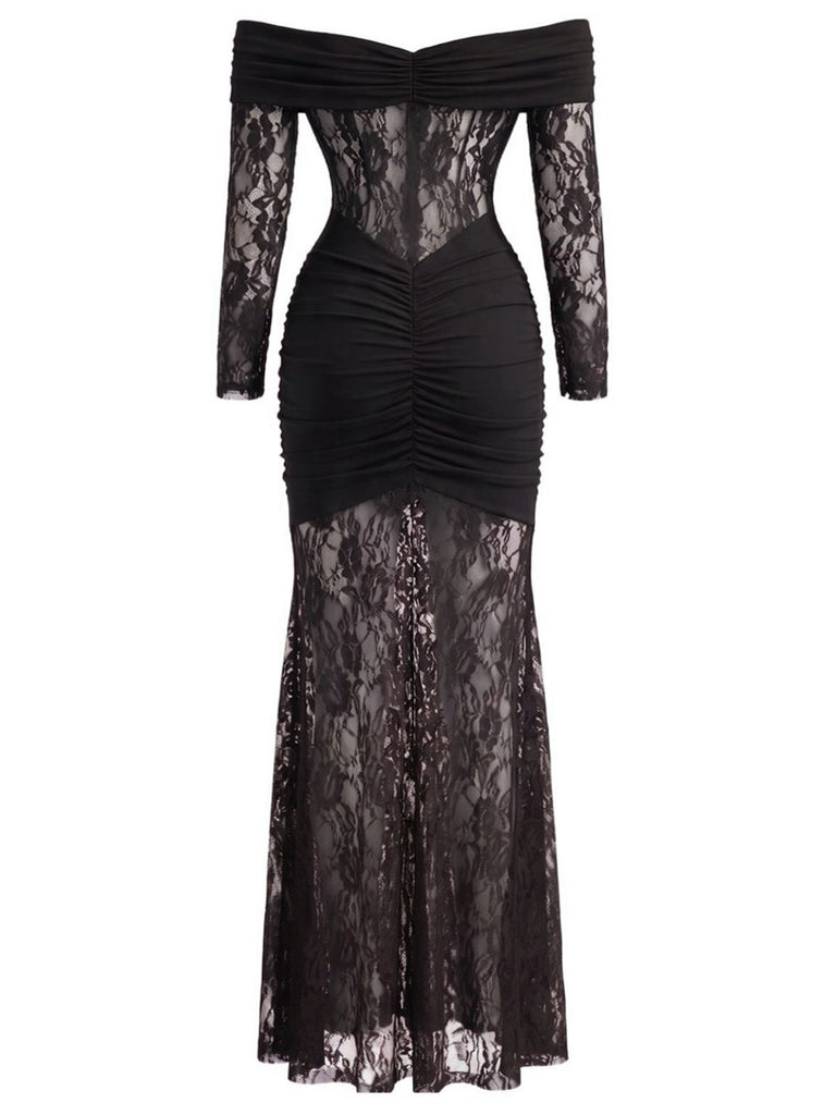 Robe Sirène Dentelle Épaules Dénudées Transparente Années 1930