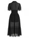 Robe midi noire en dentelle transparente boutonnée sur le devant années 1940 - 3