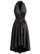 Robe en satin dos nu Halter à col V, nœud à la taille et ourlet asymétrique années 1950
