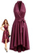 Robe en satin dos nu Halter à col V, nœud à la taille et ourlet asymétrique années 1950