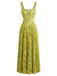 Robe Vert Floral Lacé Plissé Maxi Années 1930
