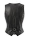 Gilet court noir en similicuir PU à col V et boutons années 1970