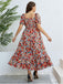 [Grande Taille] Robe à Col Carré avec Volants et Imprimé Floral Années 1940