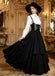 Ensemble 3PCS costume Renaissance victorien gothique à corset volanté années 1950