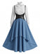 Ensemble 3PCS costume Renaissance victorien gothique à corset volanté années 1950