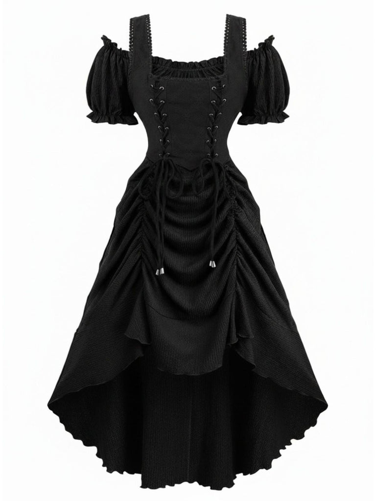 Robe Victorian Corset Dentelle Up Gothique Maxi Années 1980