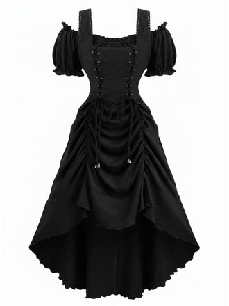 Robe Victorian Corset Dentelle Up Gothique Maxi Années 1980