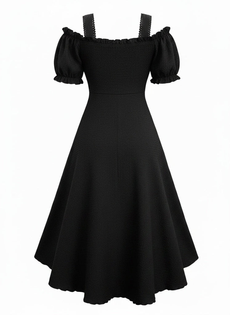 Robe Victorian Corset Dentelle Up Gothique Maxi Années 1980