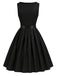 Ensemble 2PCS noir avec robe à col carré et tablier floral brodé Années 1950