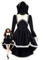 Robe Gothique Religieuse Noire Dentelle Asymétrique Halloween Années 1980
