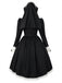 Robe de nonne noire Halloween en dentelle à nœud et capuche Années 1980