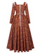 Robe de reine Renaissance Borgia marron clair de style médiéval années 1970