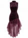 Robe longue prune en velours et tulle asymétrique années 1930