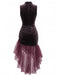 Robe longue prune en velours et tulle, froncée et asymétrique années 1930