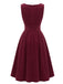 Robe chasuble en velours côtelé plissé à décolleté V profond années 1950 - 2