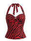 Haut dos nu Nikki Cosplay rouge motif zèbre Zebra Obsession années 70