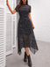 Robe gothique noire en tulle à toile d’araignée et empiècements années 1940
