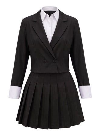 Ensemble deux pièces uni, blazer court et jupe plissée années 1960 - 5
