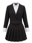 Ensemble noire blazer court et jupe plissée années 1960