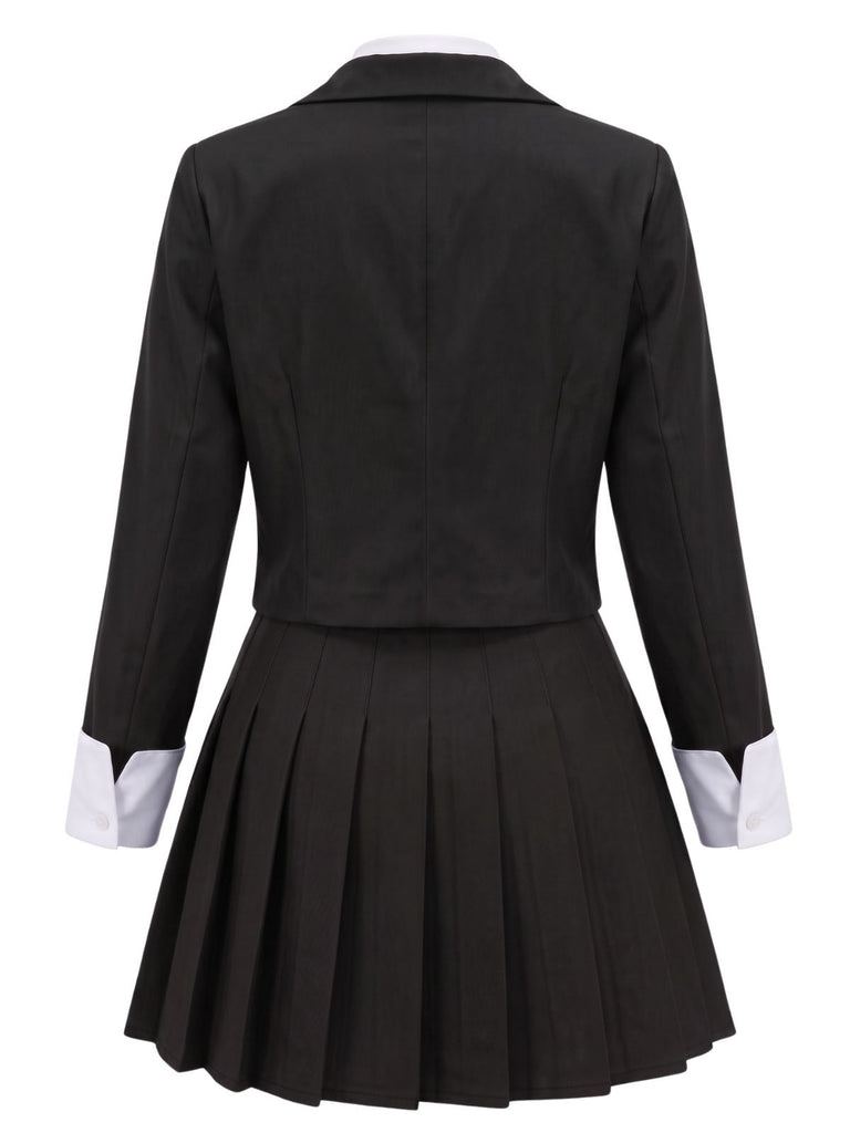 Ensemble deux pièces uni, blazer court et jupe plissée années 1960 - 6