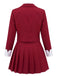 Ensemble deux pièces uni, blazer court et jupe plissée années 1960 - 2