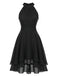 Robe Halter Sans Manches Irregular Ourlet Volant Mousseline Années 1940